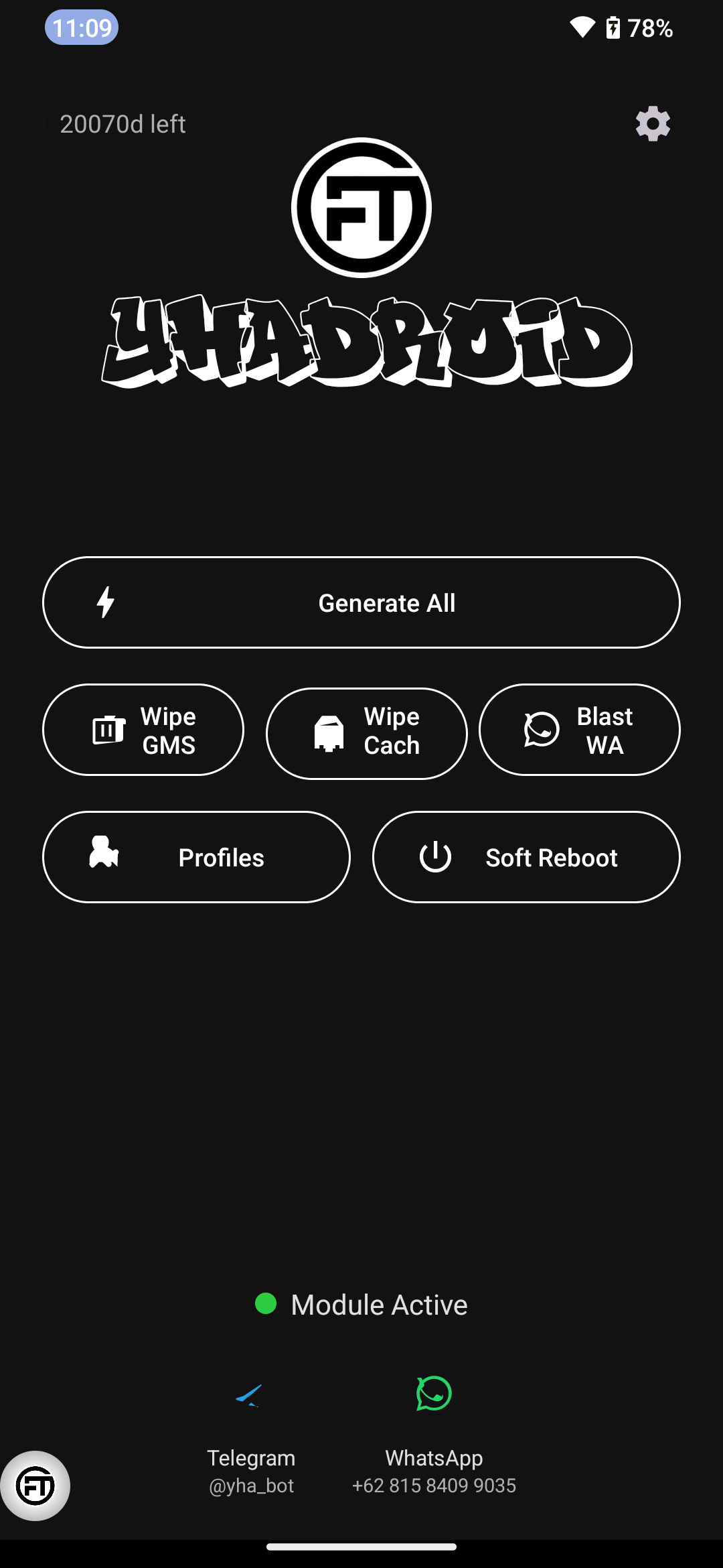Tampilan Dashboard Utama YhaDroid
